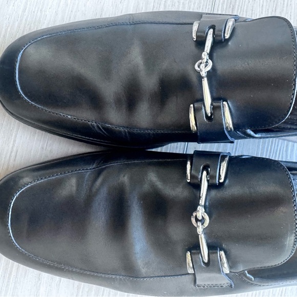 Cole Haan Black Leather Slip-On Shoes with Silver Detailing - Picture 6 of 6